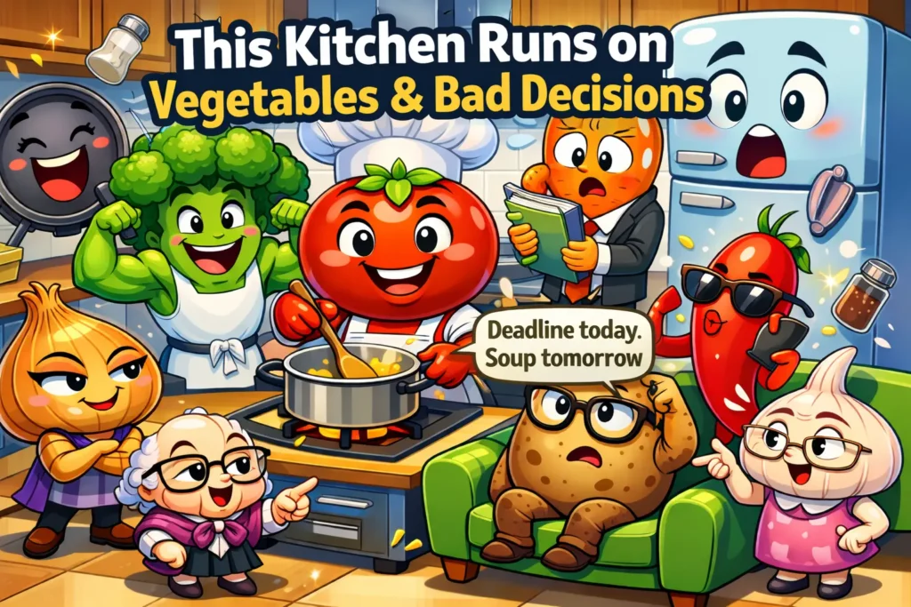 Funny Cartoon Kitchen Chaos Inspired by the Viral 3D Chicken Meme
